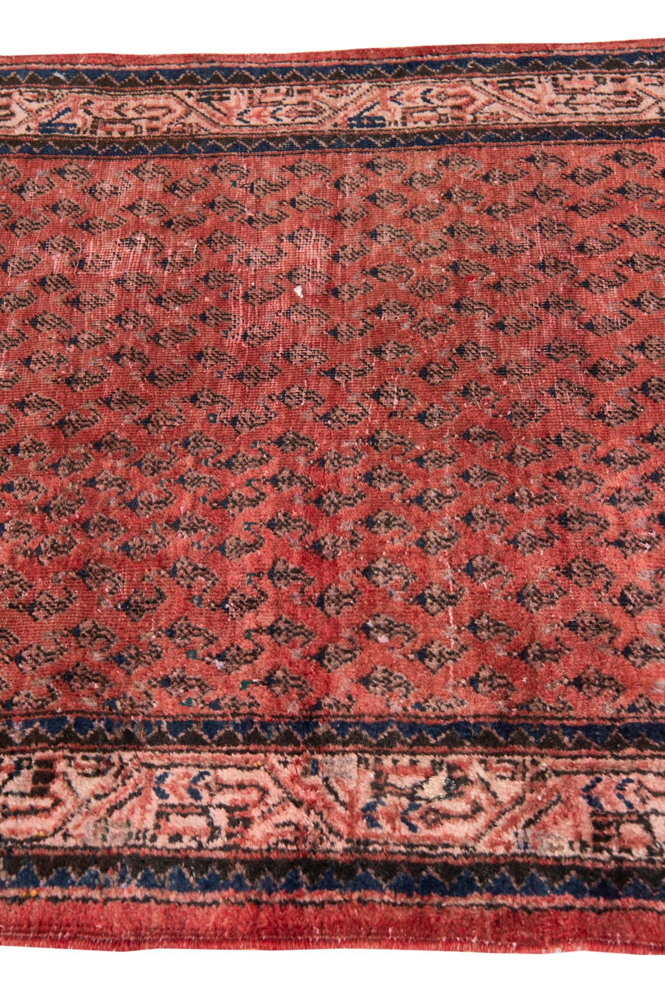 3' 9 x 9' 3 Hand Knotted Ultra Vintage Persian Wool Runner Rug