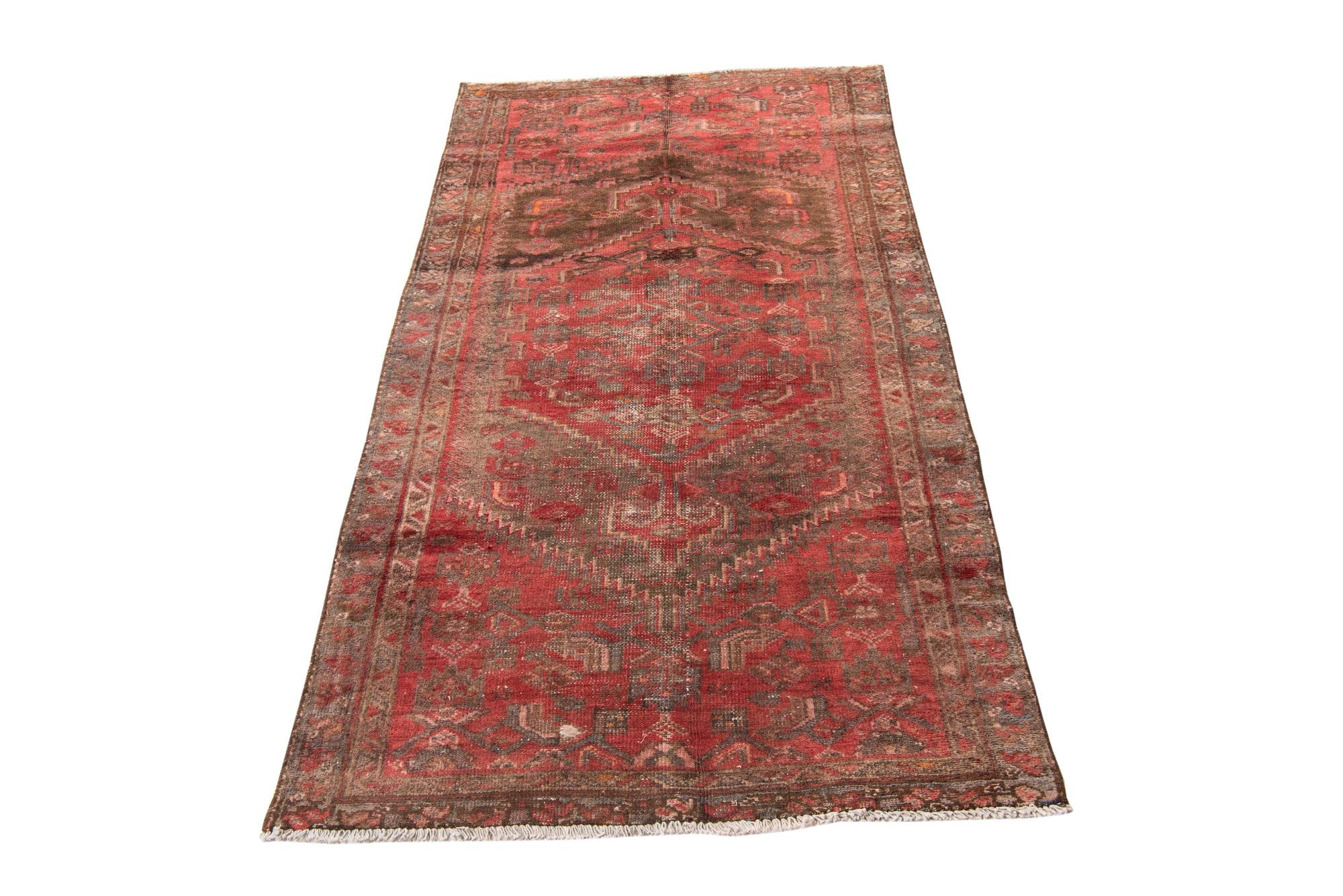 100cm x 195cm Hand Knotted Ultra Vintage Persian Wool Runner Rug