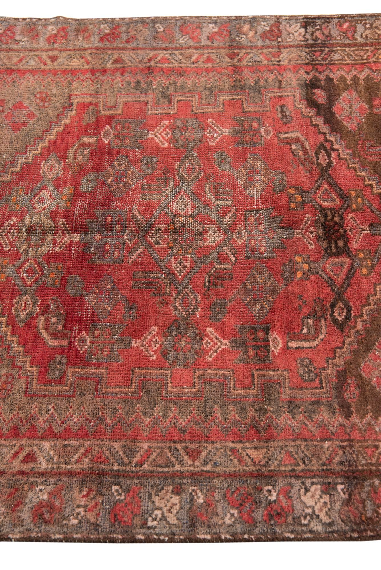 100cm x 195cm Hand Knotted Ultra Vintage Persian Wool Runner Rug
