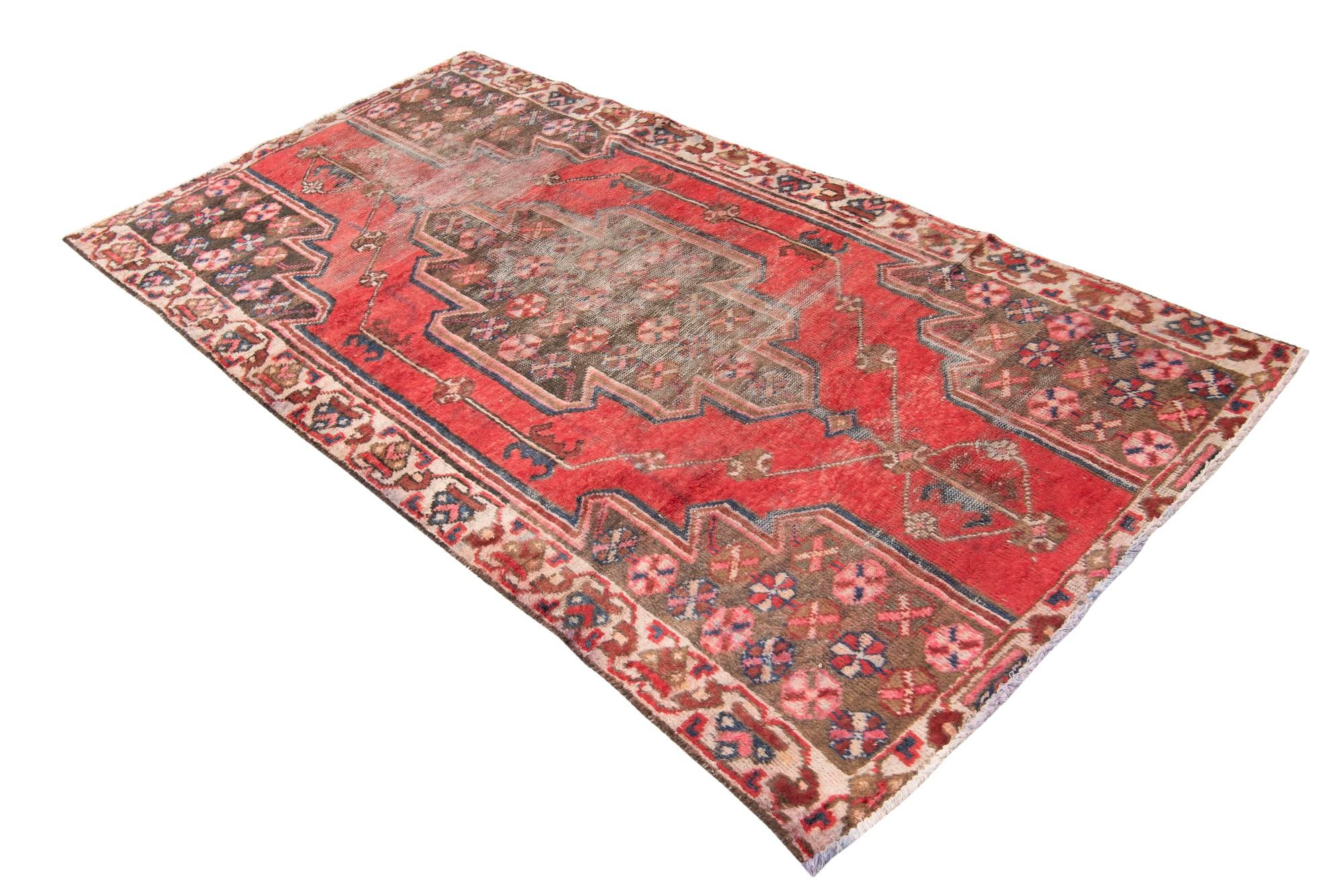 4' 3 x 7' 7 Hand Knotted Ultra Vintage Persian Wool Runner Rug