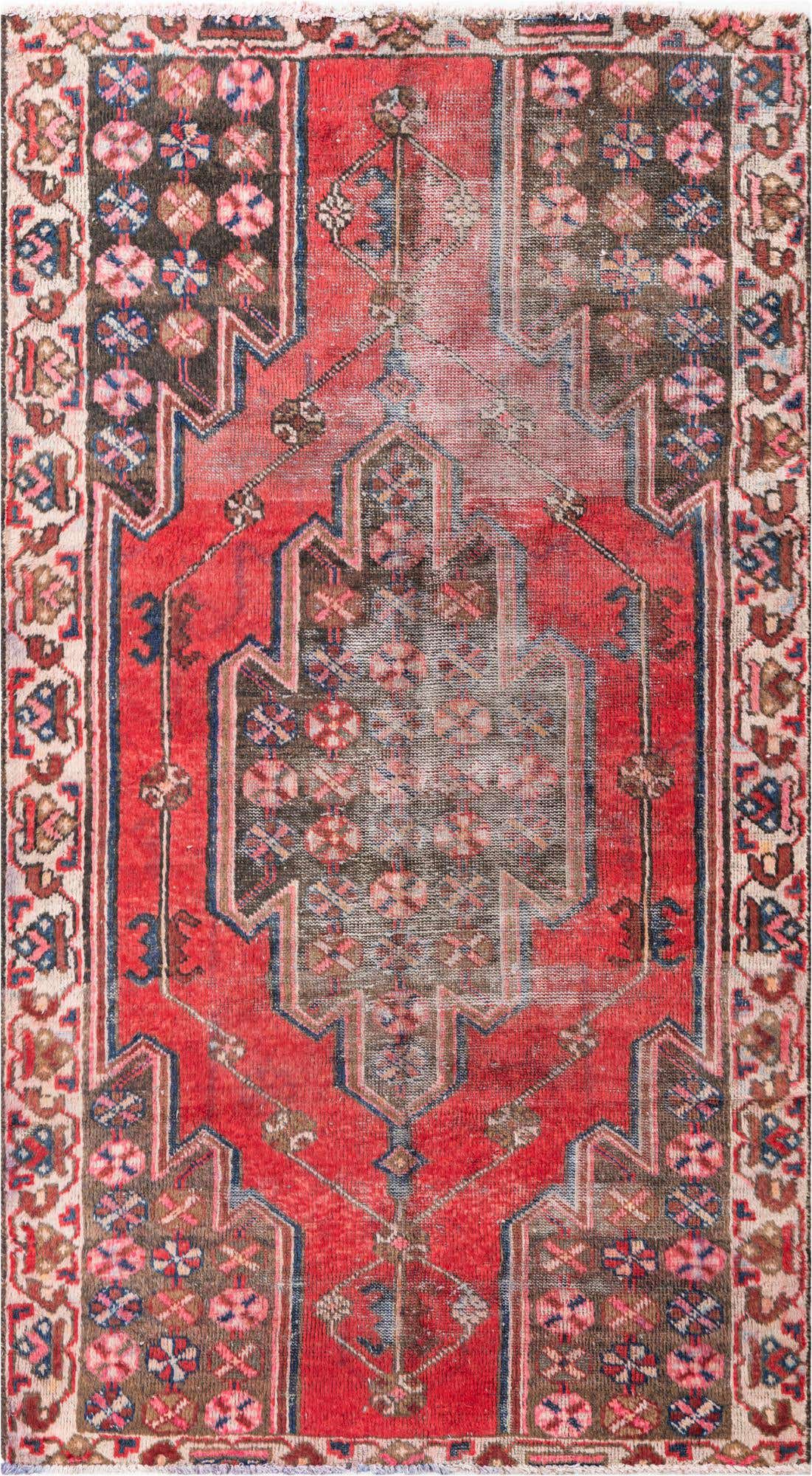 4' 3 x 7' 7 Hand Knotted Ultra Vintage Persian Wool Runner Rug