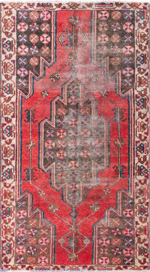 Detail image of 4' 3 x 7' 7 Hand Knotted Ultra Vintage Persian Wool Runner Rug