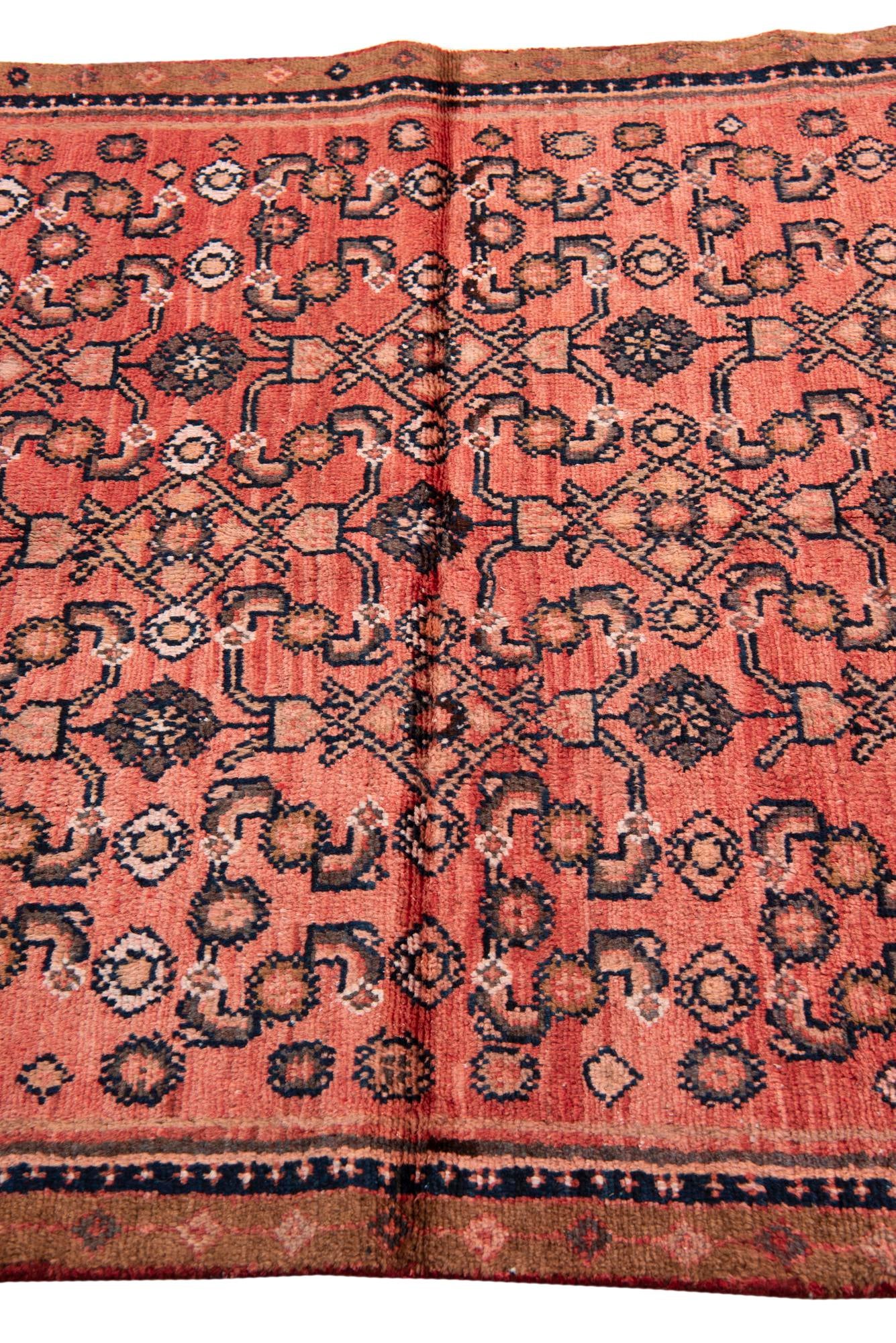 4' 1 x 8' 9 Hand Knotted Ultra Vintage Persian Wool Runner Rug