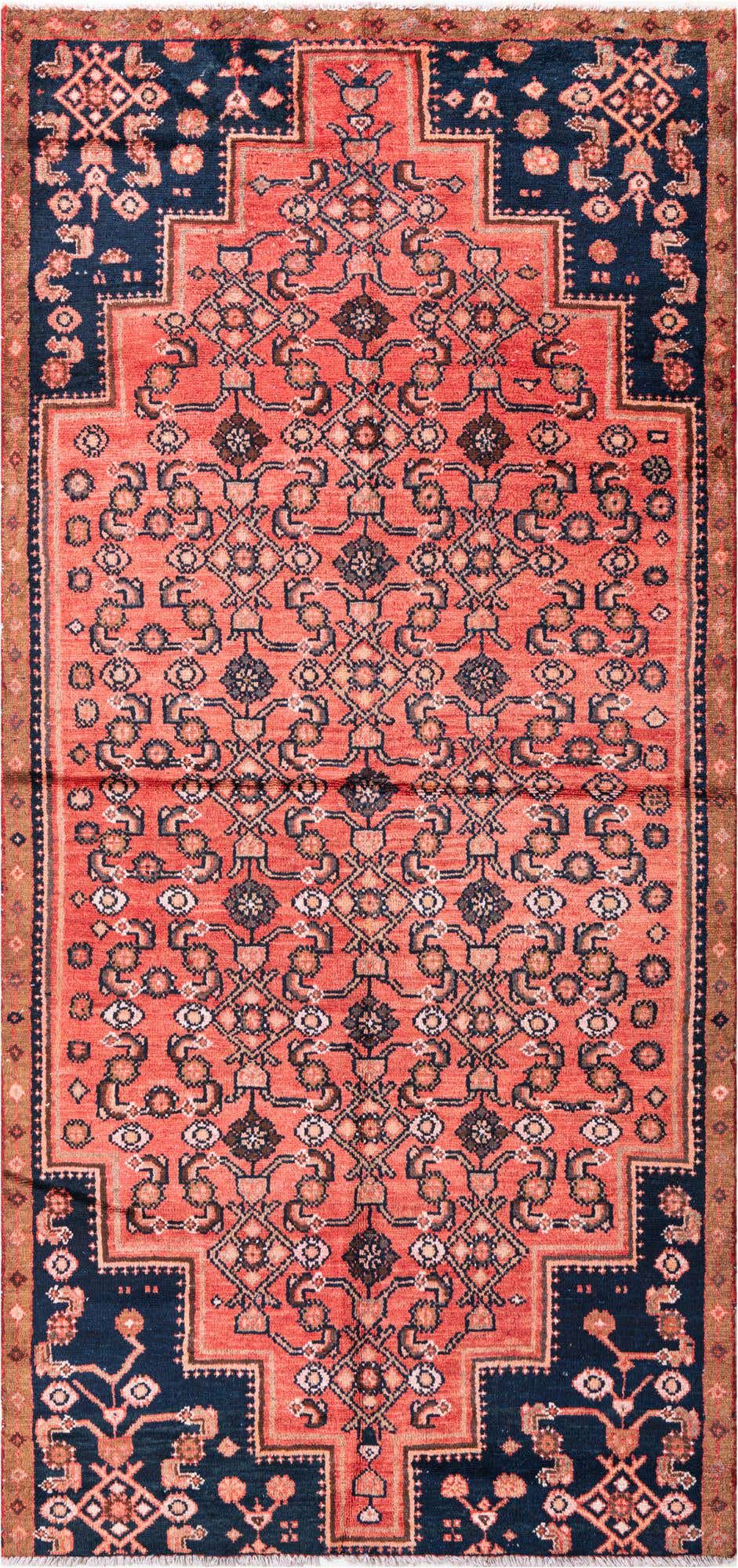4' 1 x 8' 9 Hand Knotted Ultra Vintage Persian Wool Runner Rug
