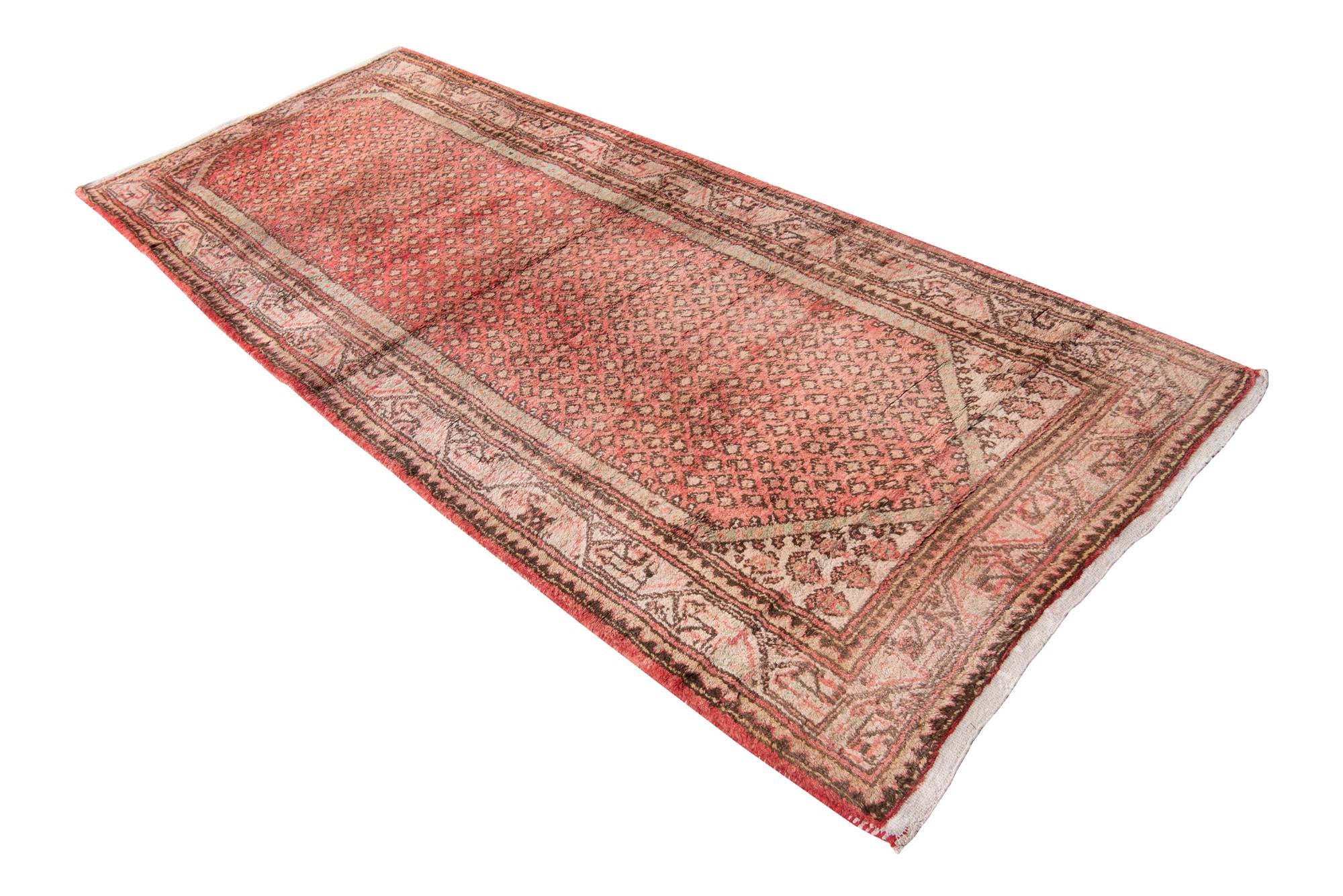 3' 10 x 9' 9 Hand Knotted Ultra Vintage Persian Wool Runner Rug