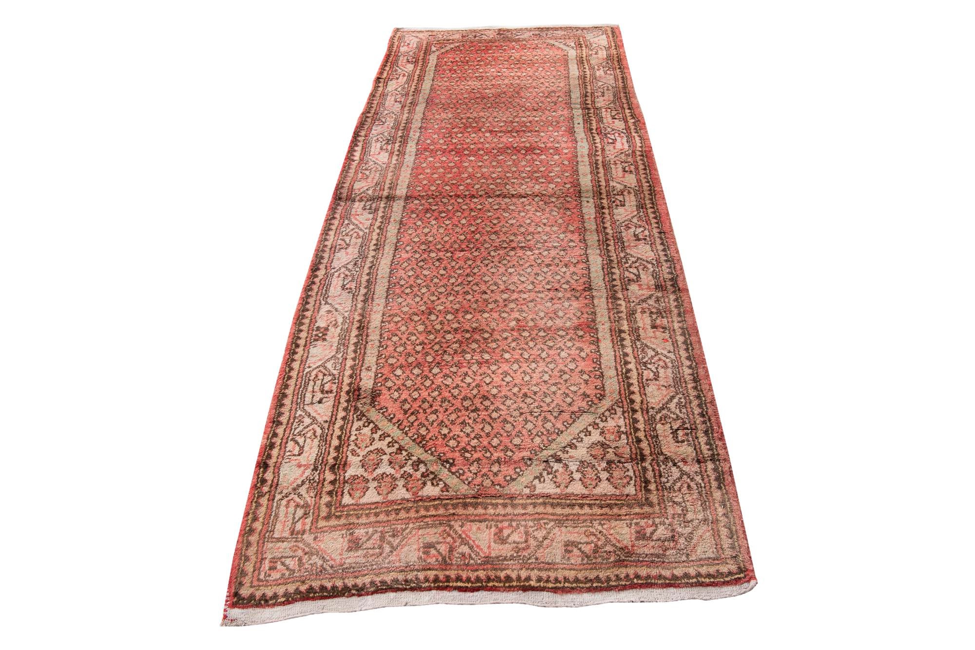 3' 10 x 9' 9 Hand Knotted Ultra Vintage Persian Wool Runner Rug