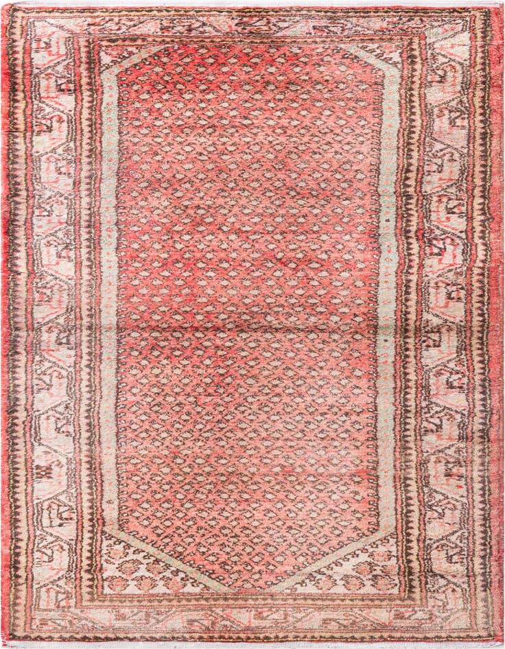 Detail image of 3' 10 x 9' 9 Hand Knotted Ultra Vintage Persian Wool Runner Rug