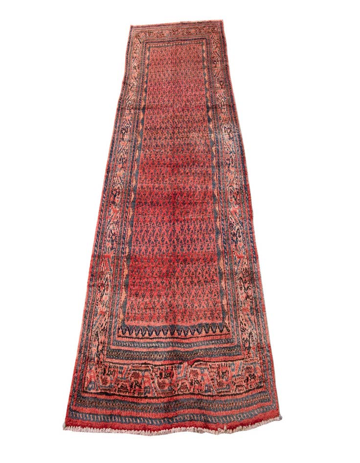 Detail image of 4' x 9'  Hand Knotted Ultra Vintage Persian Wool Runner Rug