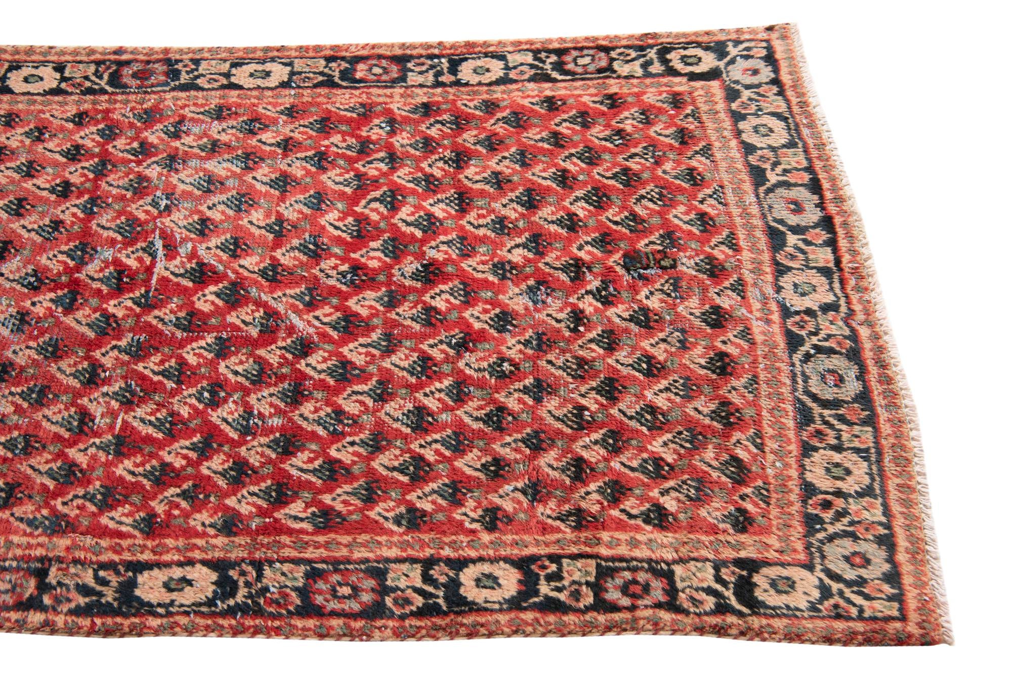 3' 3 x 9' 7 Hand Knotted Ultra Vintage Persian Wool Runner Rug