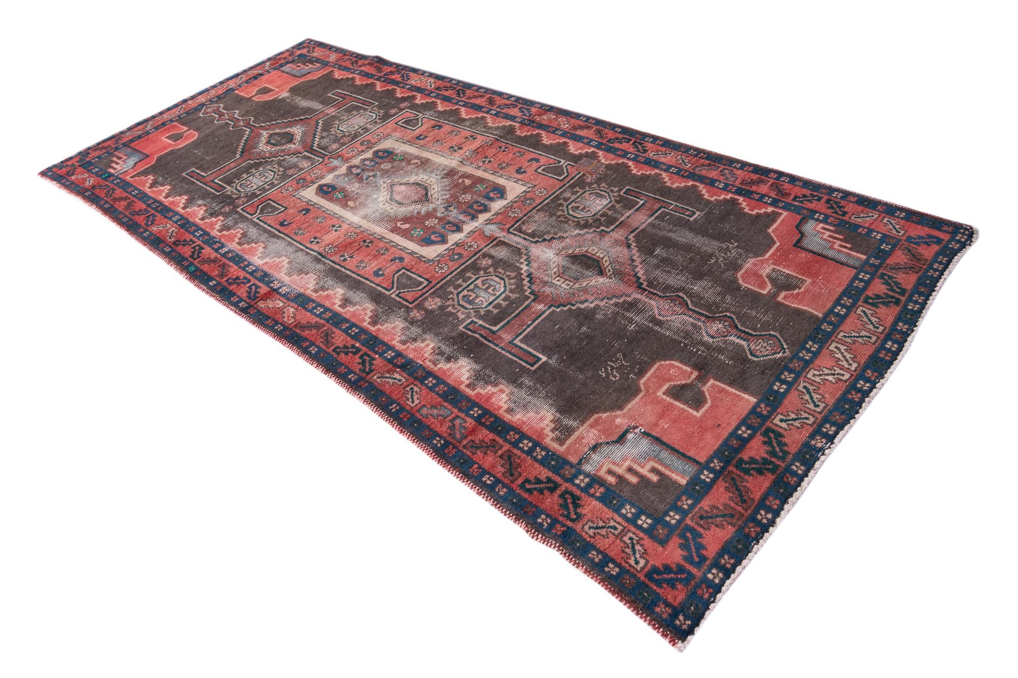 4' 6 x 9' 4 Hand Knotted Ultra Vintage Persian Wool Runner Rug