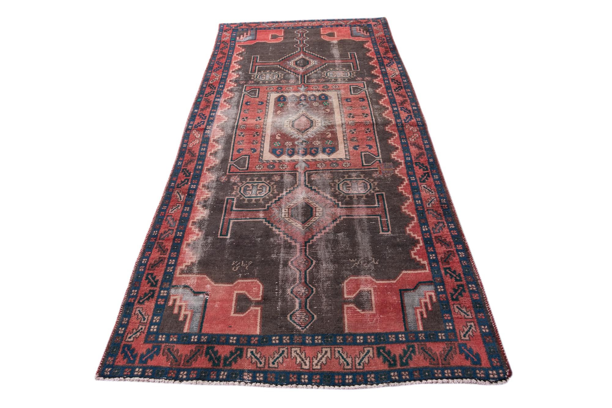 4' 6 x 9' 4 Hand Knotted Ultra Vintage Persian Wool Runner Rug