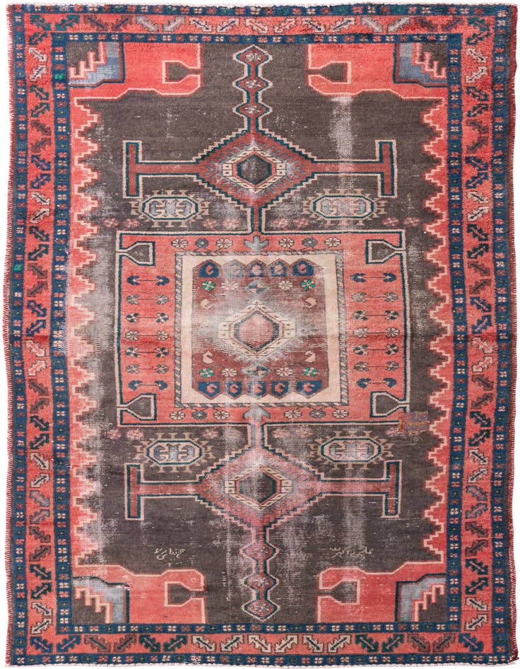 Detail image of 4' 6 x 9' 4 Hand Knotted Ultra Vintage Persian Wool Runner Rug