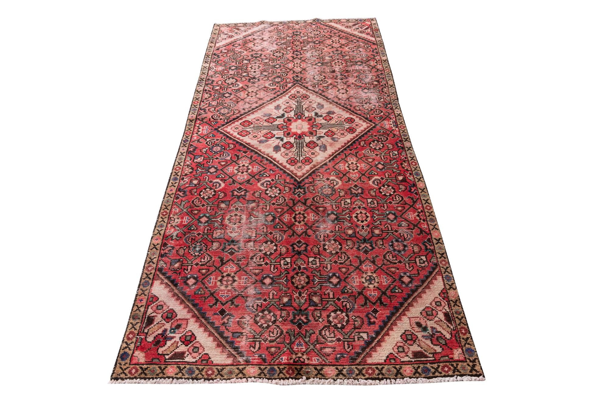 3' 8 x 8' 5 Hand Knotted Ultra Vintage Persian Wool Runner Rug