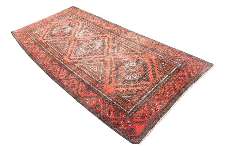 Detail image of 4' x 8' Hand Knotted Ultra Vintage Persian Wool Runner Rug