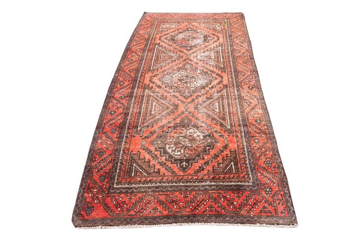 Detail image of 4' x 8' Hand Knotted Ultra Vintage Persian Wool Runner Rug