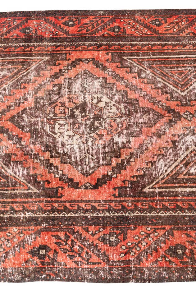 Detail image of 4' x 8' Hand Knotted Ultra Vintage Persian Wool Runner Rug