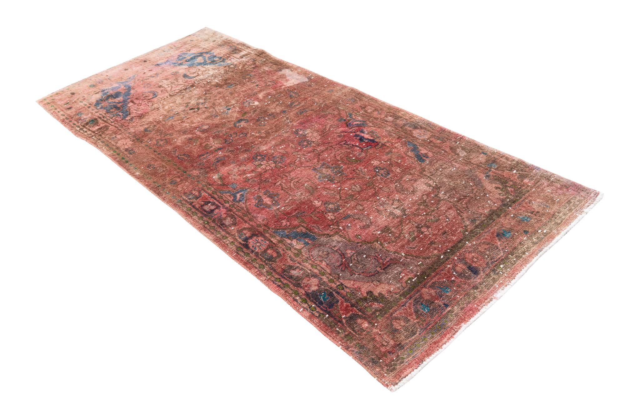3' 5 x 7' 7 Hand Knotted Ultra Vintage Persian Wool Runner Rug