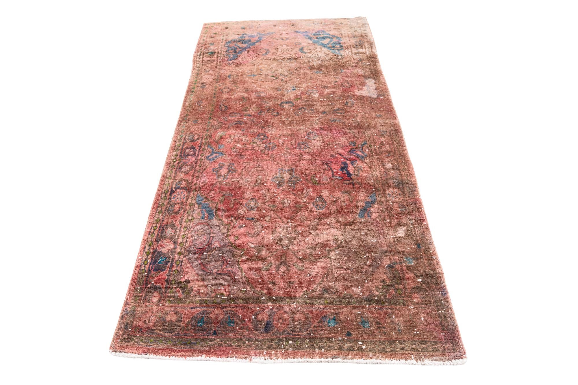3' 5 x 7' 7 Hand Knotted Ultra Vintage Persian Wool Runner Rug