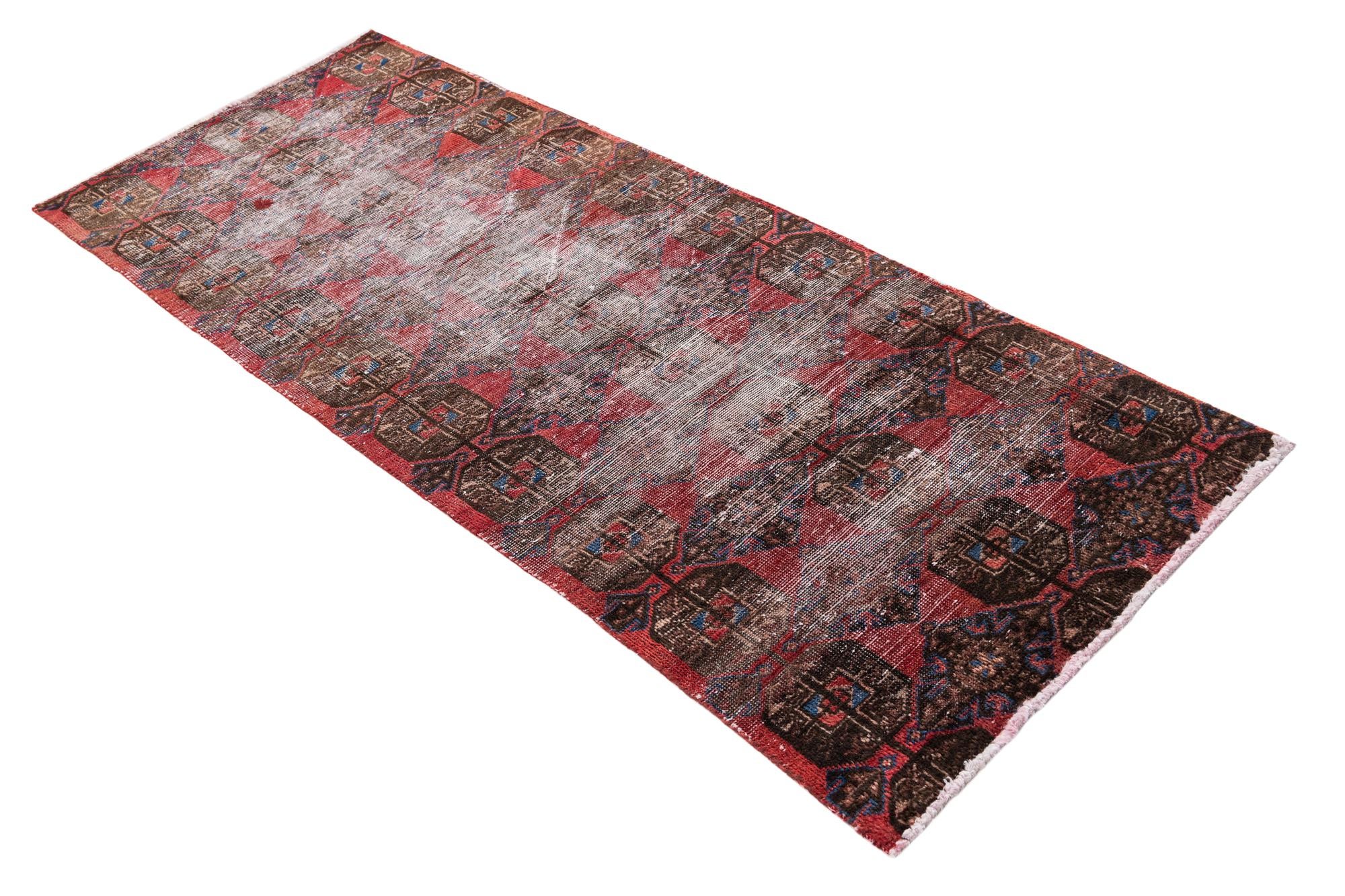 80cm x 195cm Hand Knotted Ultra Vintage Persian Wool Runner Rug