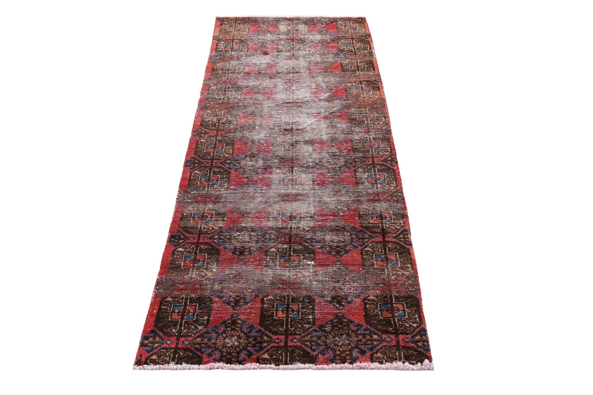 80cm x 195cm Hand Knotted Ultra Vintage Persian Wool Runner Rug