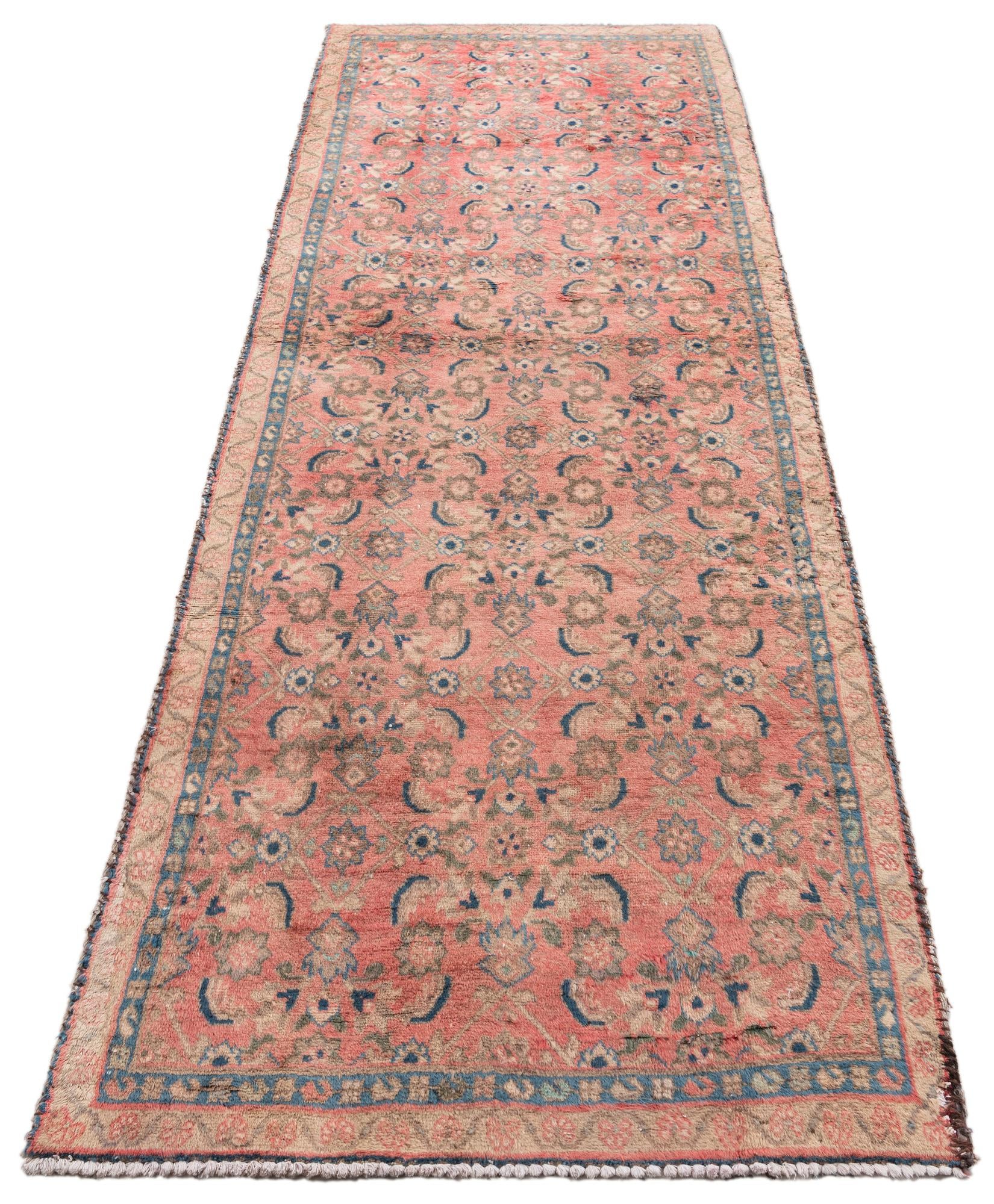 3' 5 x 10' 2 Hand Knotted Ultra Vintage Persian Wool Runner Rug