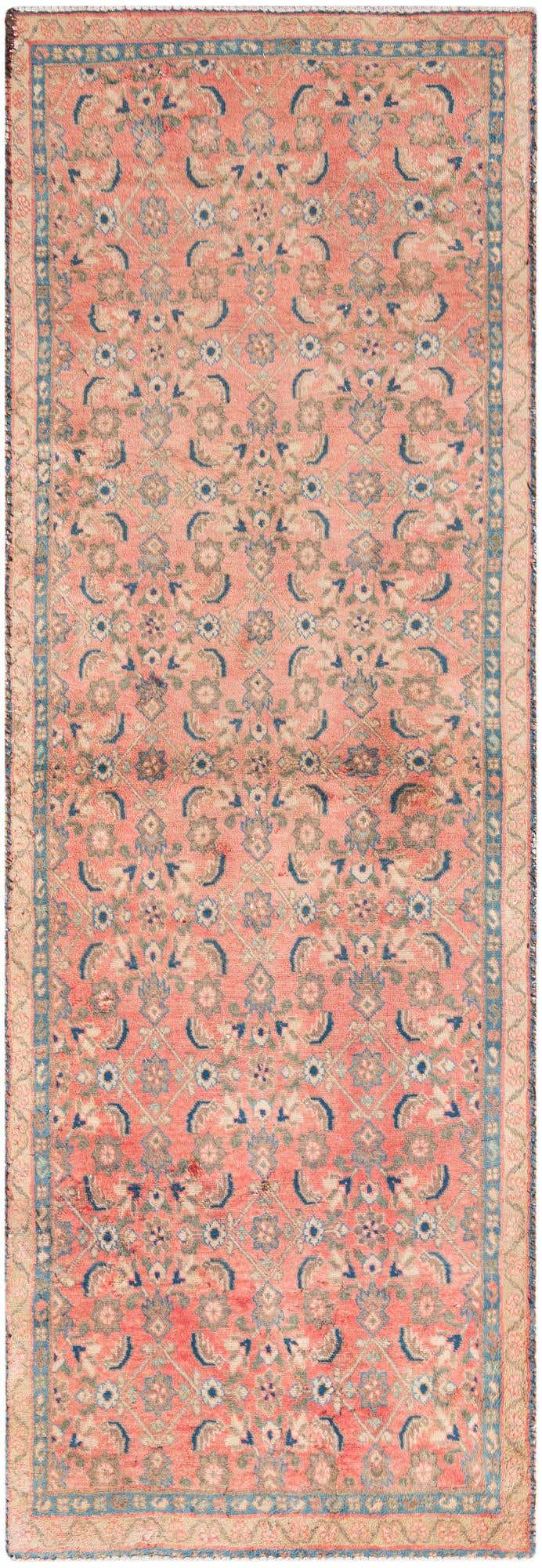 3' 5 x 10' 2 Hand Knotted Ultra Vintage Persian Wool Runner Rug