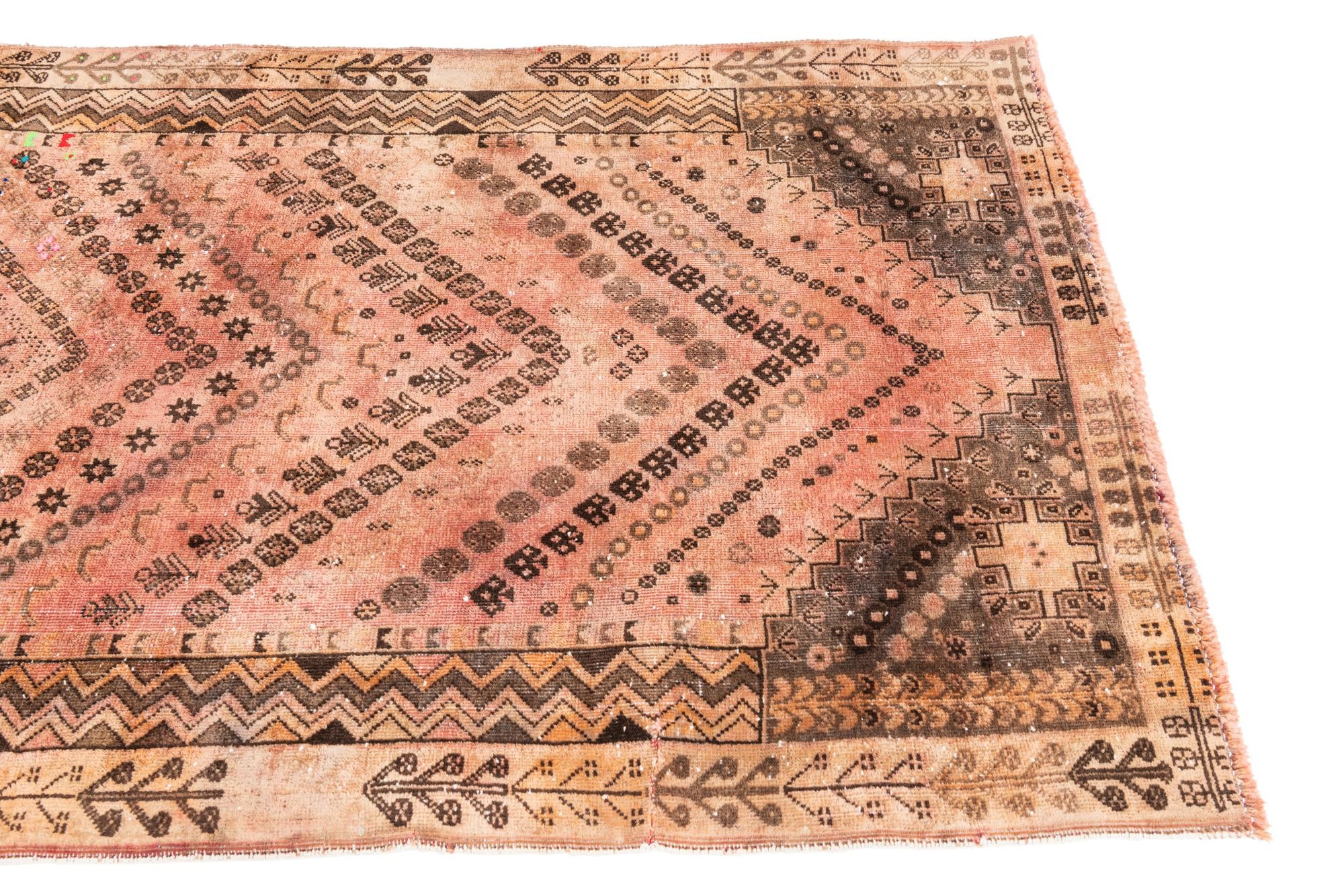 3' 9 x 9' 7 Hand Knotted Ultra Vintage Persian Wool Runner Rug