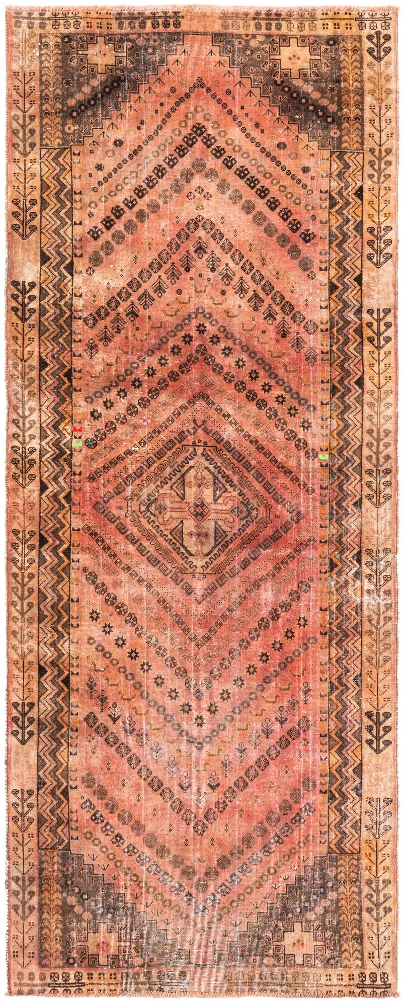 3' 9 x 9' 7 Hand Knotted Ultra Vintage Persian Wool Runner Rug