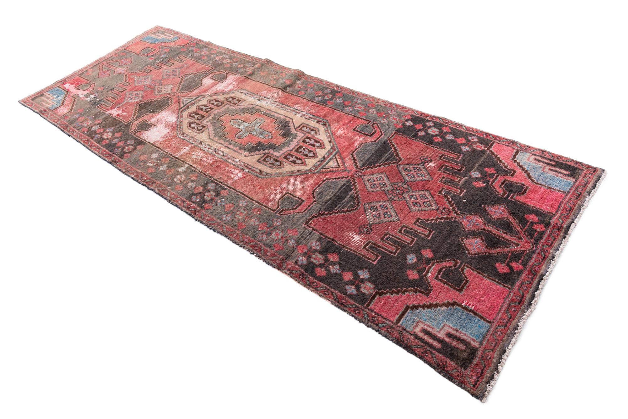 3' 5 x 9' 1 Hand Knotted Ultra Vintage Persian Wool Runner Rug