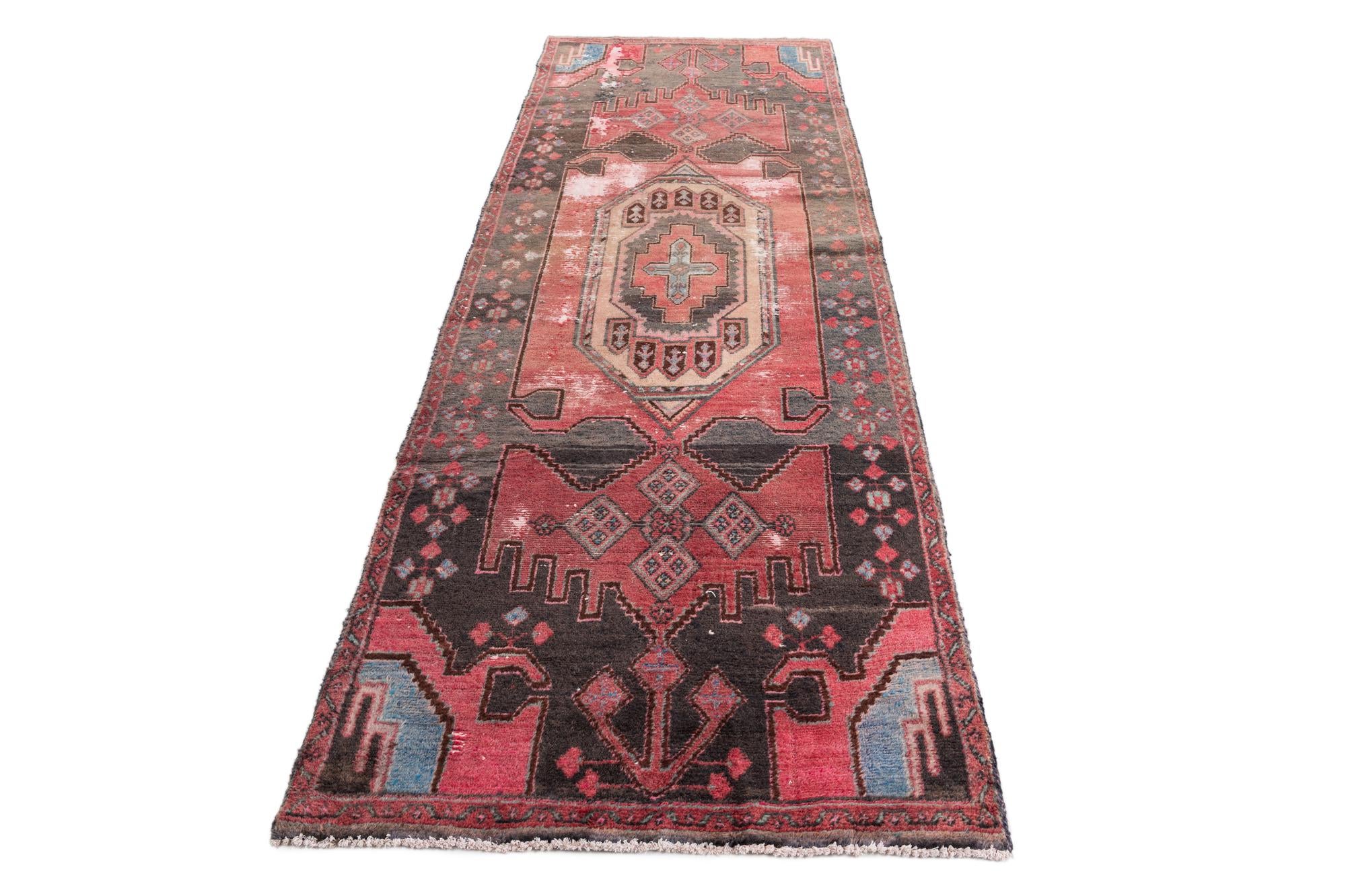 3' 5 x 9' 1 Hand Knotted Ultra Vintage Persian Wool Runner Rug