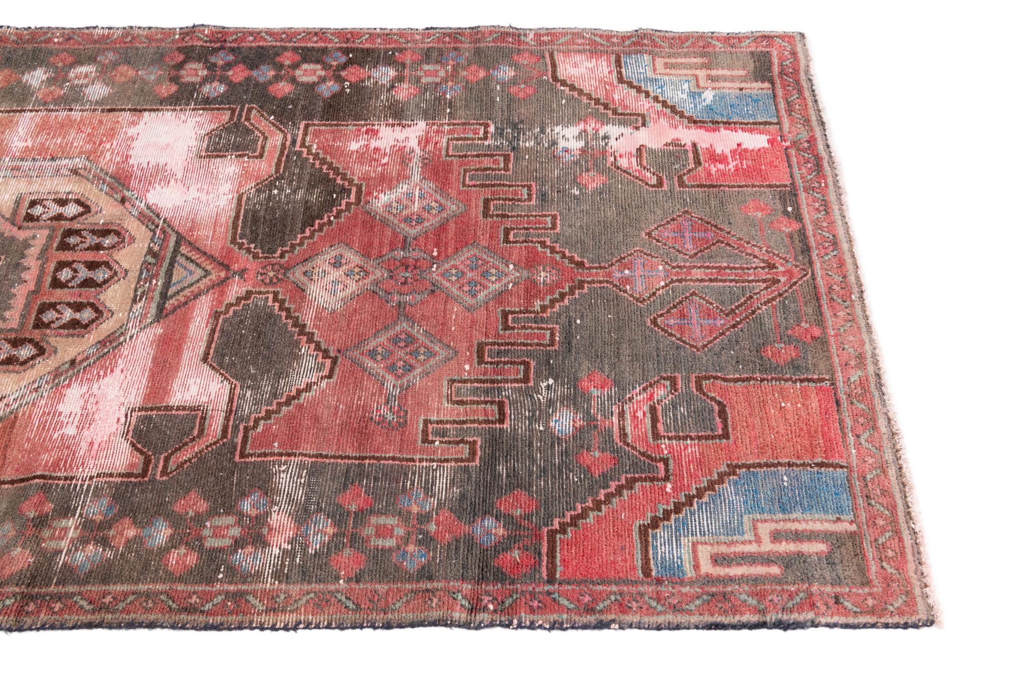 3' 5 x 9' 1 Hand Knotted Ultra Vintage Persian Wool Runner Rug