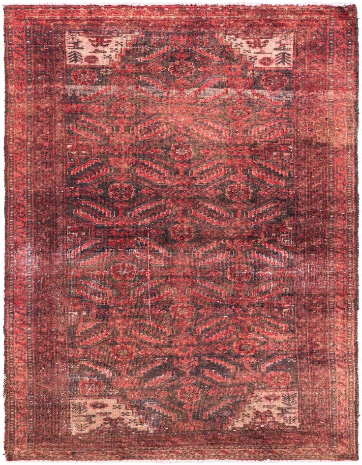 Detail image of 2' 7 x 5' 3 Hand Knotted Ultra Vintage Persian Wool Runner Rug