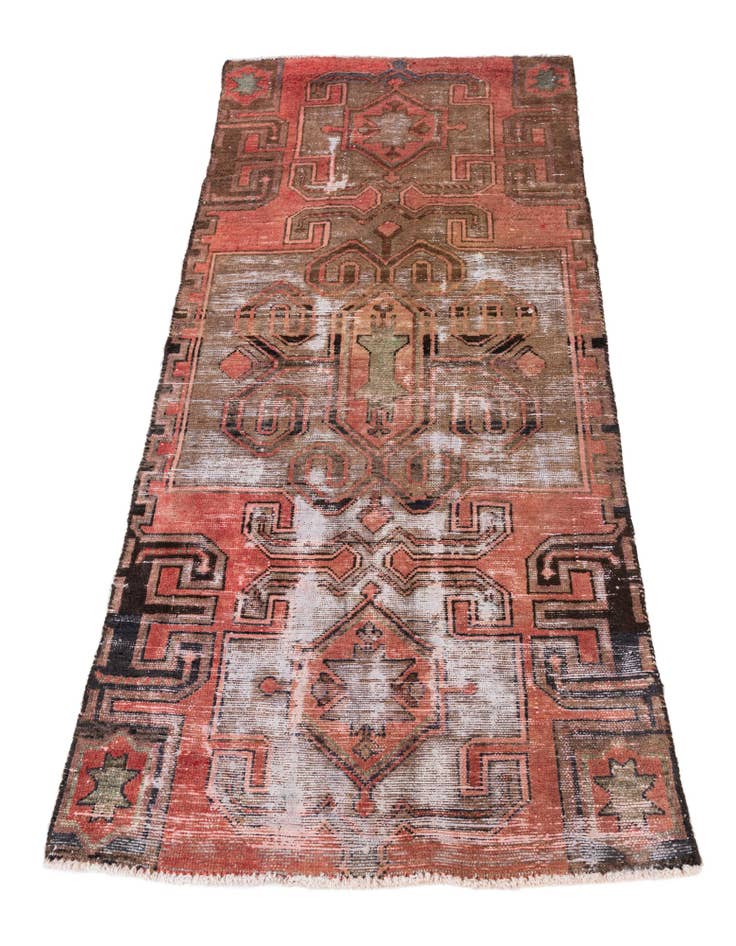 Detail image of 3' 1 x 6'  Hand Knotted Ultra Vintage Persian Wool Runner Rug