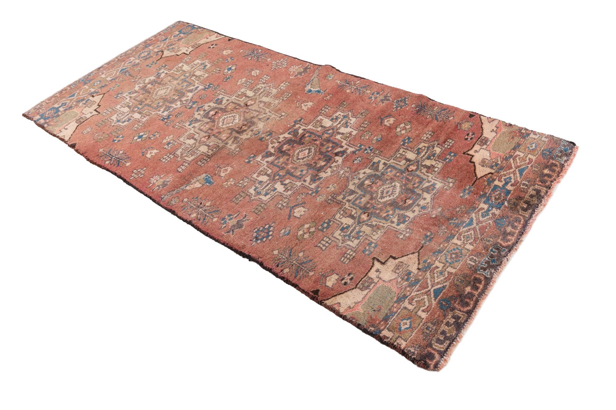 2' 10 x 6' 5 Hand Knotted Ultra Vintage Persian Wool Runner Rug