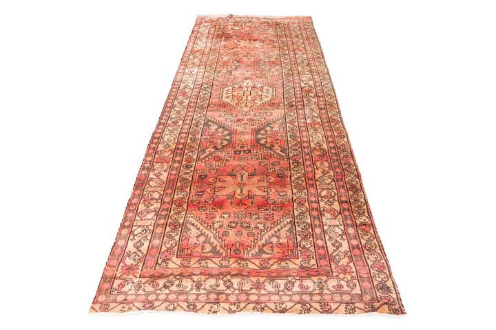 4' 3 x 10' 8 Hand Knotted Ultra Vintage Persian Wool Runner Rug