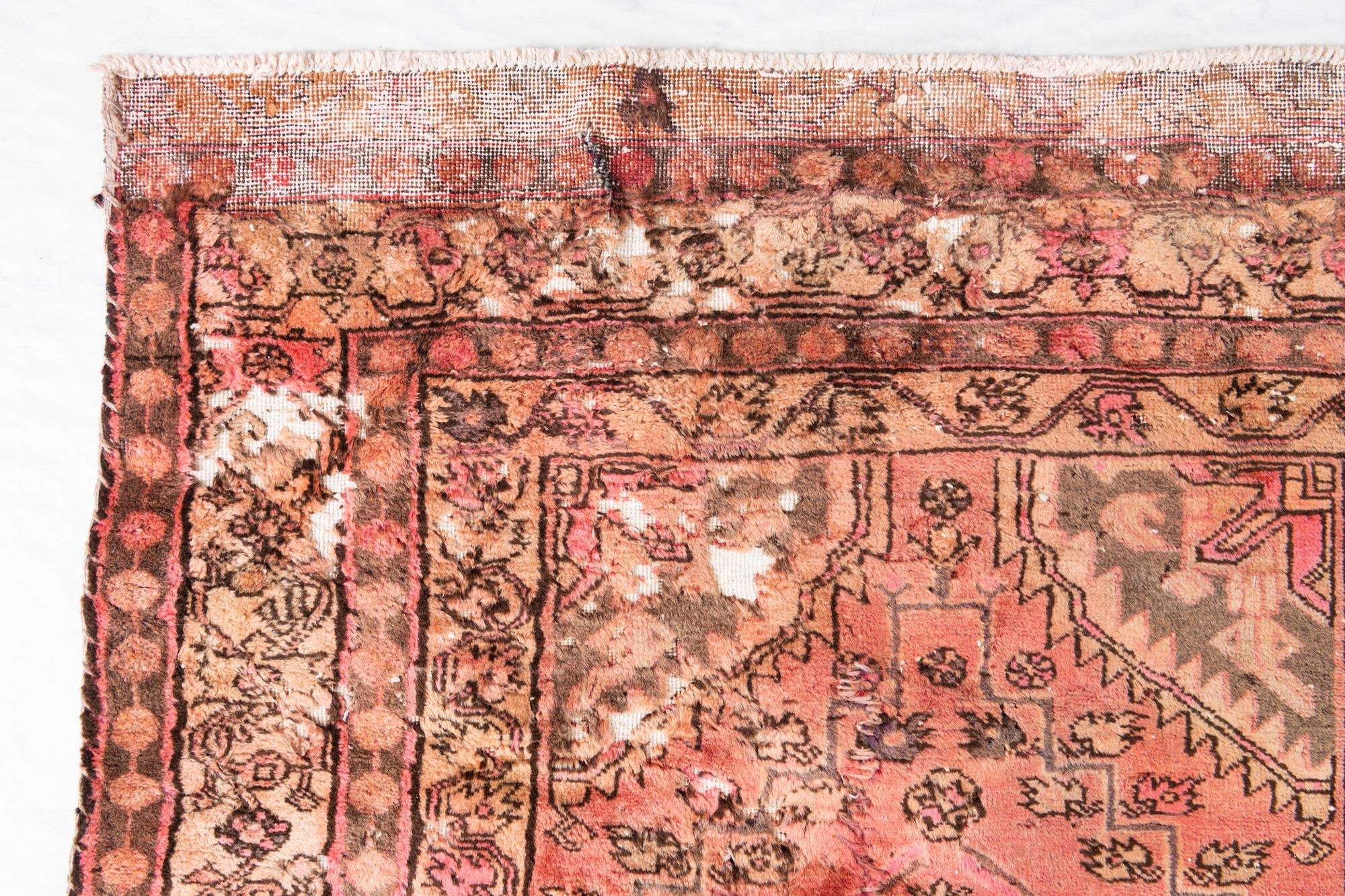 4' 3 x 10' 8 Hand Knotted Ultra Vintage Persian Wool Runner Rug