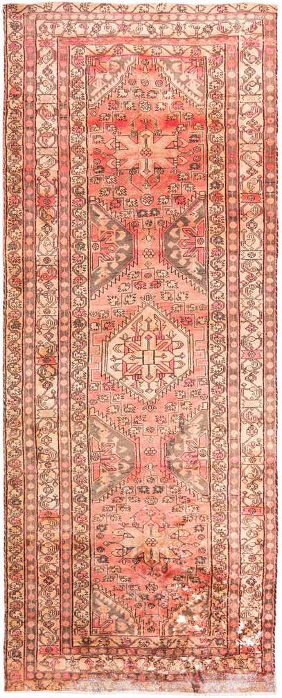4' 3 x 10' 8 Hand Knotted Ultra Vintage Persian Wool Runner Rug