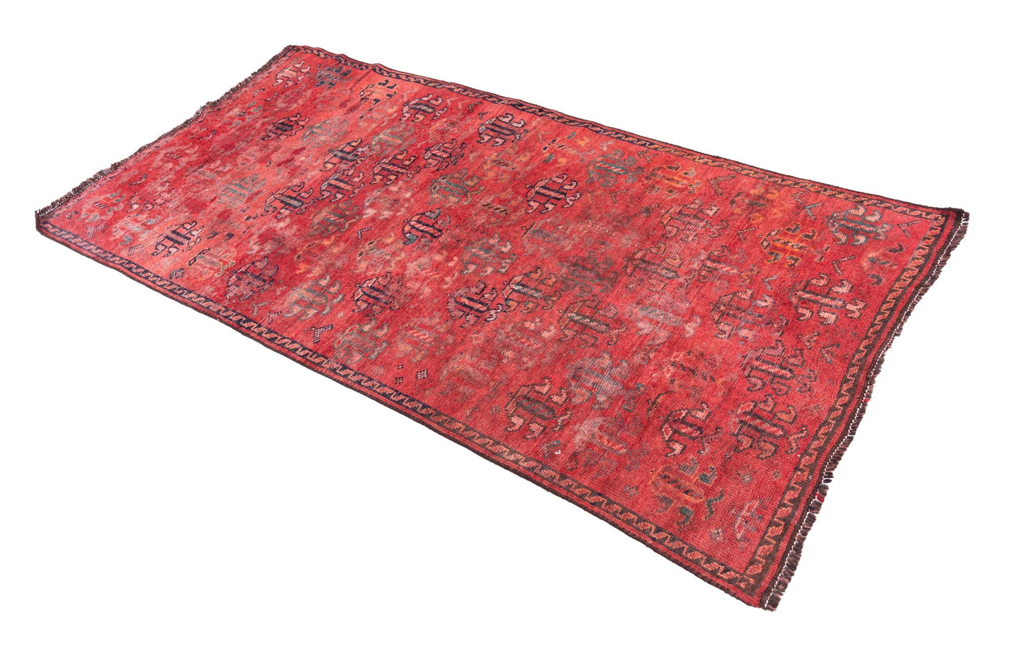 3' 10 x 7' 10 Hand Knotted Ultra Vintage Persian Wool Runner Rug