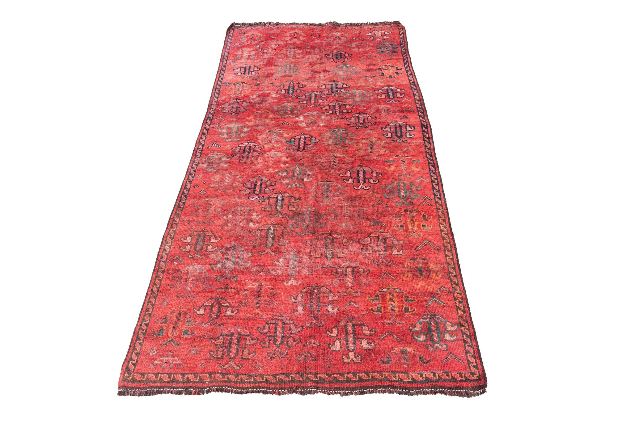 3' 10 x 7' 10 Hand Knotted Ultra Vintage Persian Wool Runner Rug