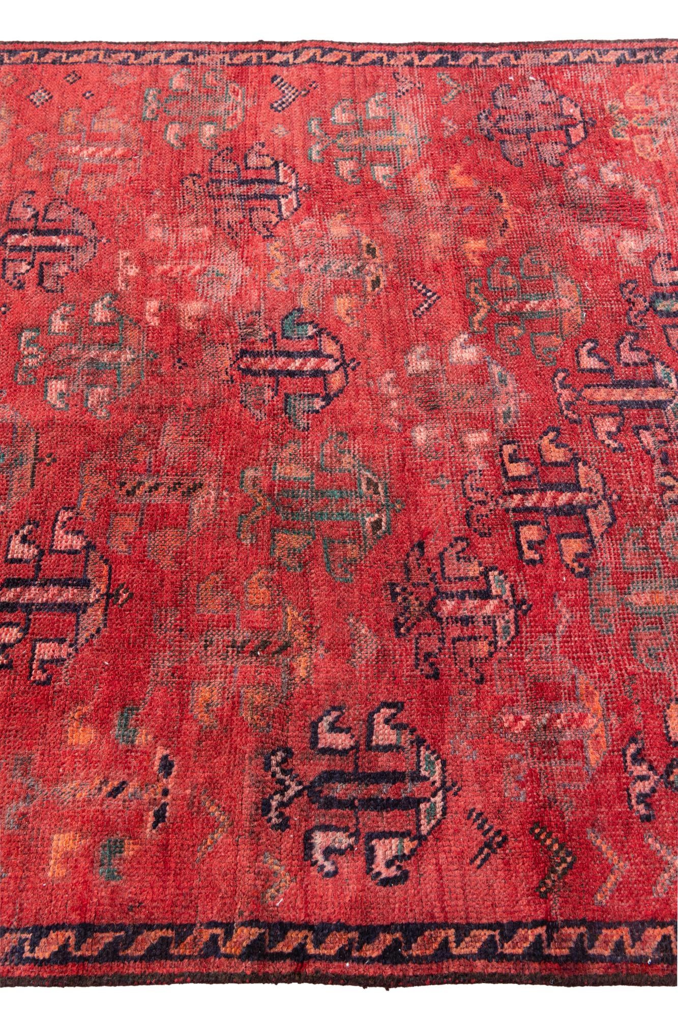3' 10 x 7' 10 Hand Knotted Ultra Vintage Persian Wool Runner Rug