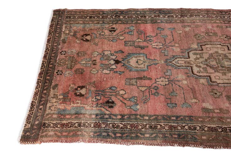 Detail image of 3' 7 x 8' 2 Hand Knotted Ultra Vintage Persian Wool Runner Rug
