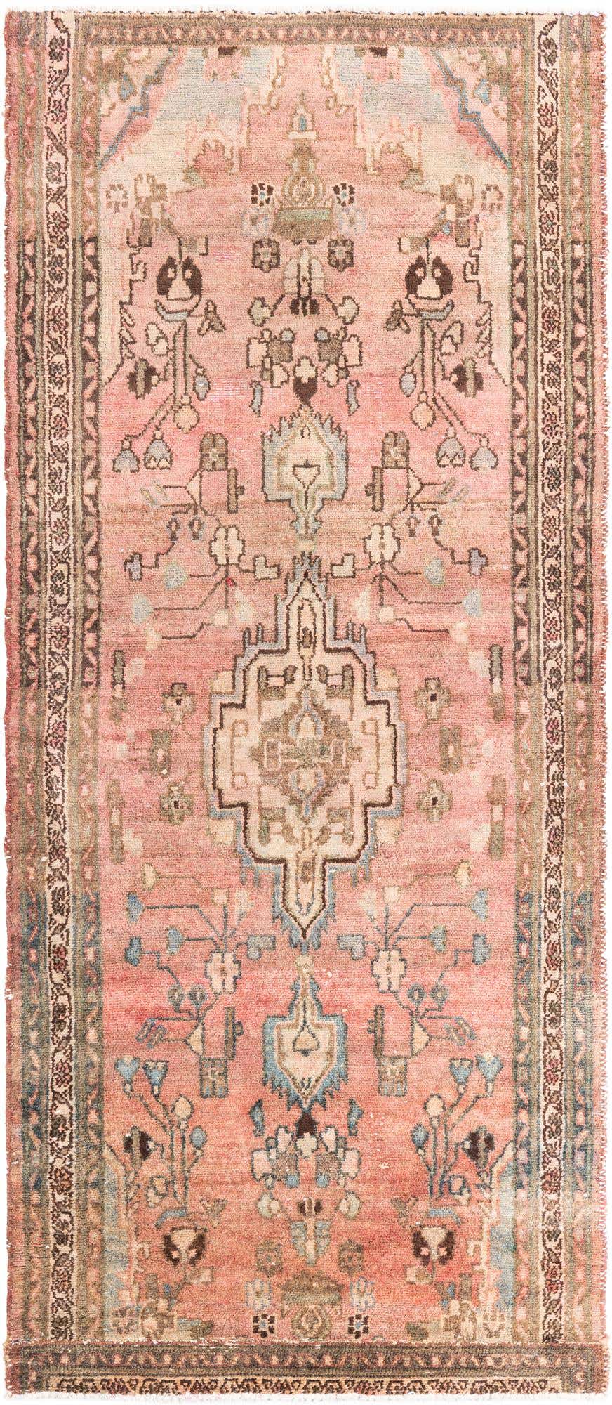 3' 7 x 8' 2 Hand Knotted Ultra Vintage Persian Wool Runner Rug