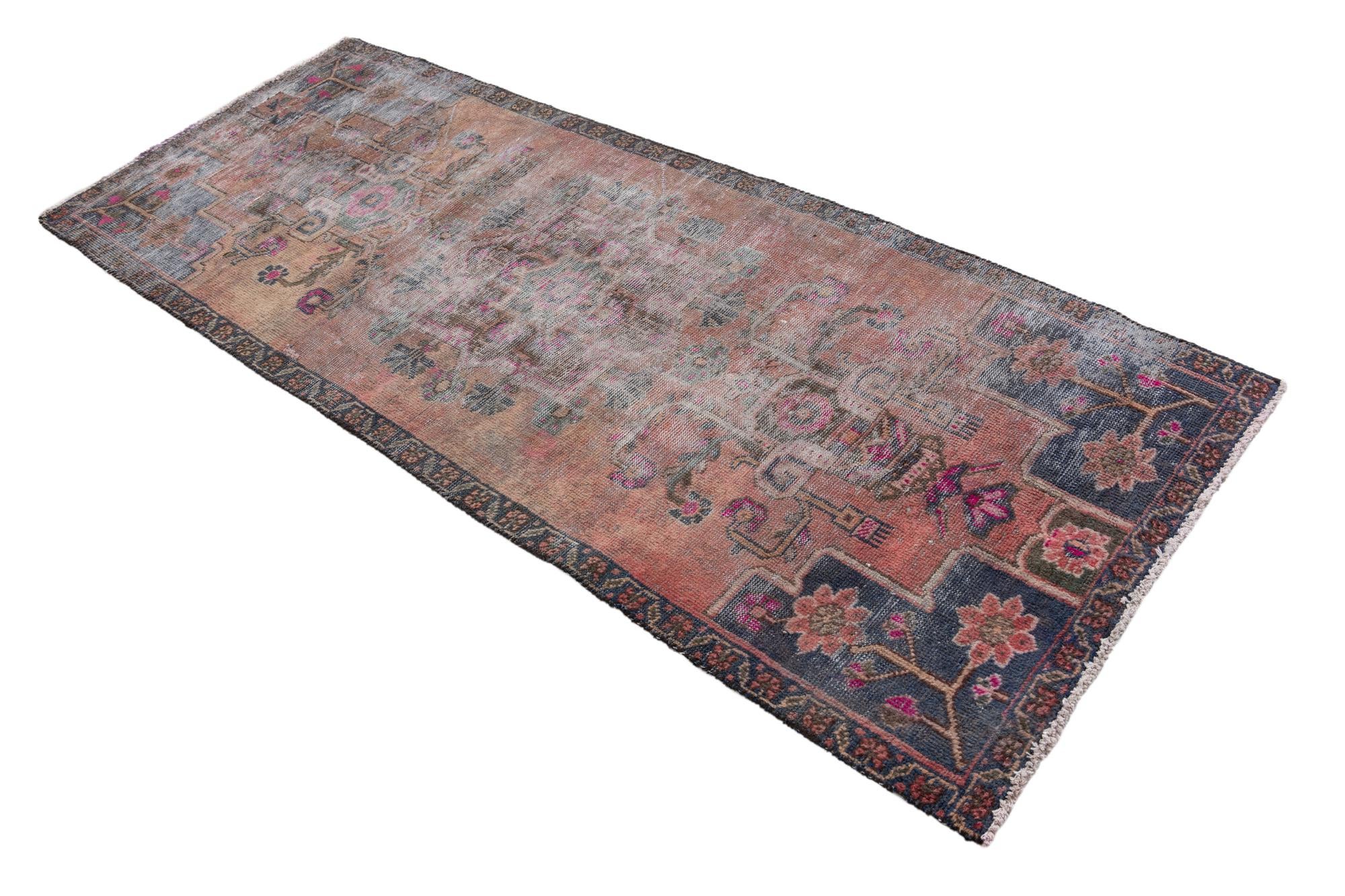3' x 7' Hand Knotted Ultra Vintage Persian Wool Runner Rug