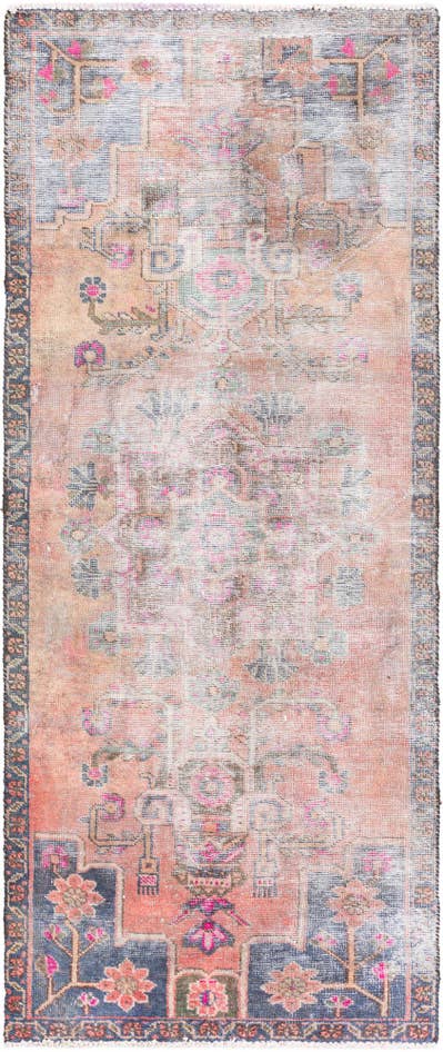 Detail image of 3' x 7' Hand Knotted Ultra Vintage Persian Wool Runner Rug