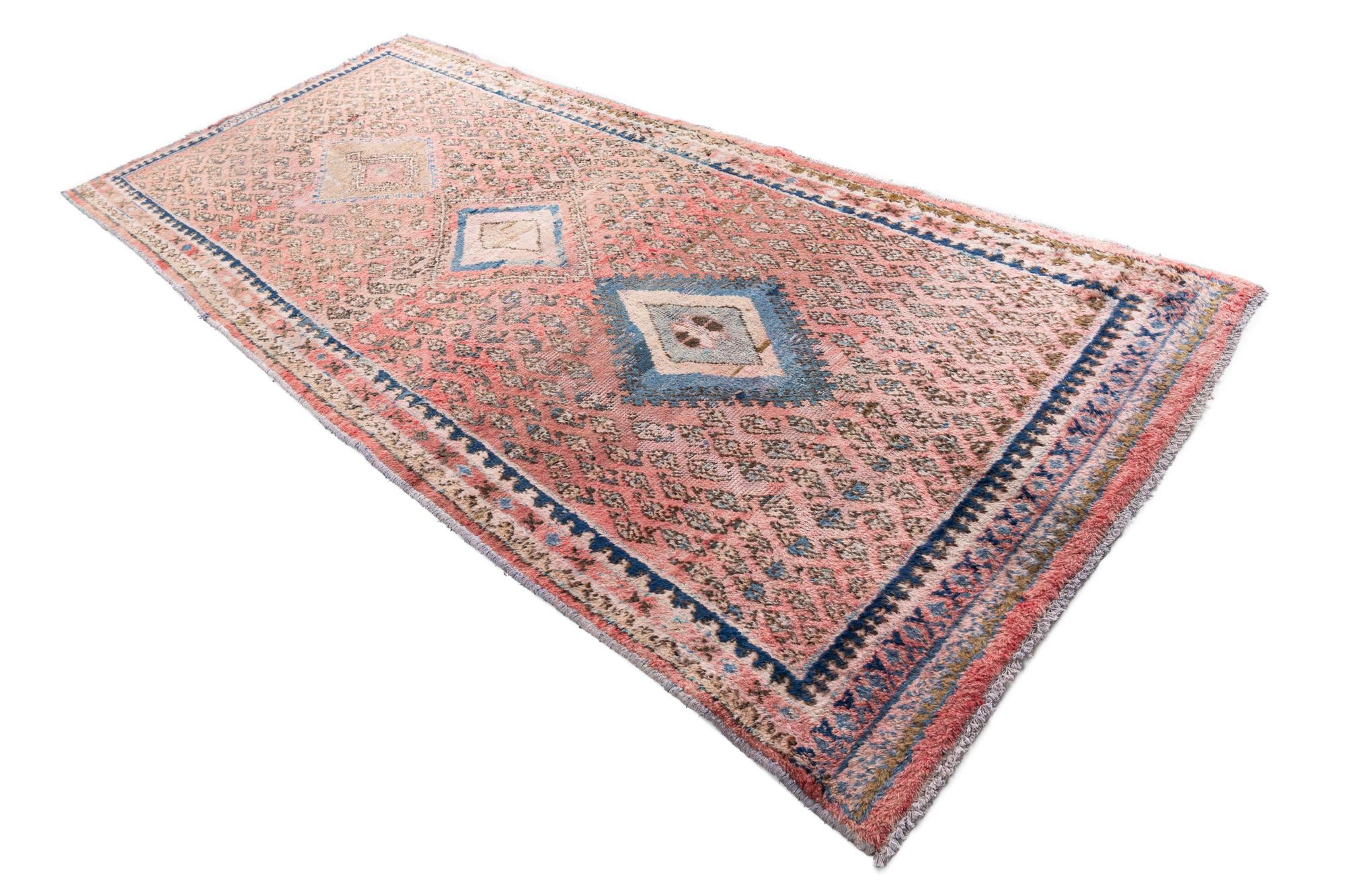 4' 6 x 10' 1 Hand Knotted Ultra Vintage Persian Wool Runner Rug