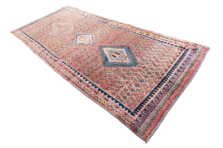 4' 6 x 10' 1 Hand Knotted Ultra Vintage Persian Wool Runner Rug