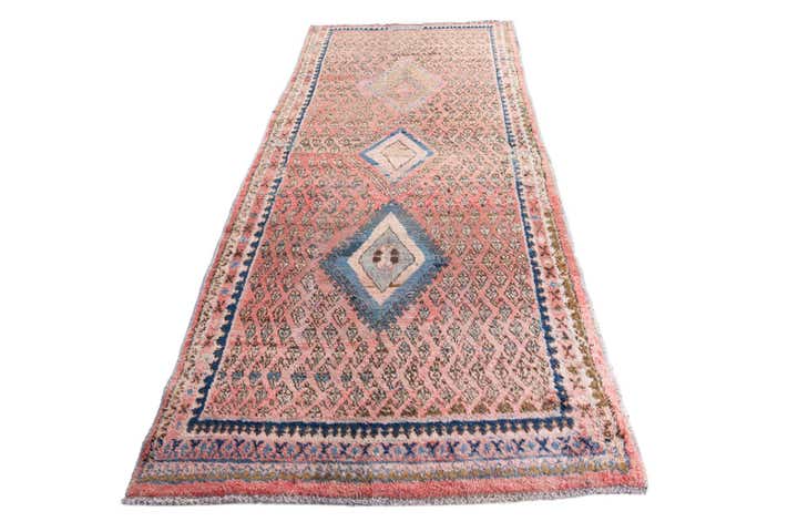 4' 6 x 10' 1 Hand Knotted Ultra Vintage Persian Wool Runner Rug