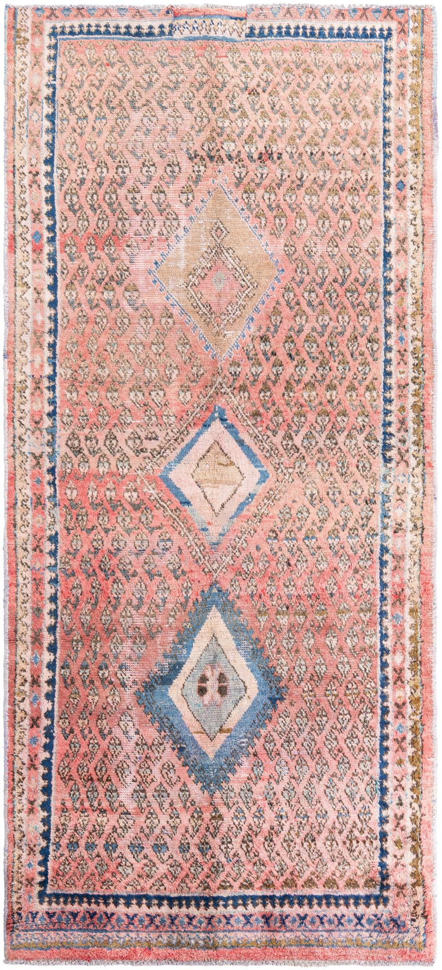 4' 6 x 10' 1 Hand Knotted Ultra Vintage Persian Wool Runner Rug