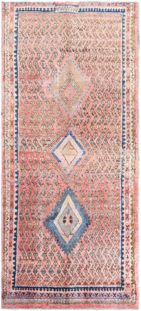 4' 6 x 10' 1 Hand Knotted Ultra Vintage Persian Wool Runner Rug
