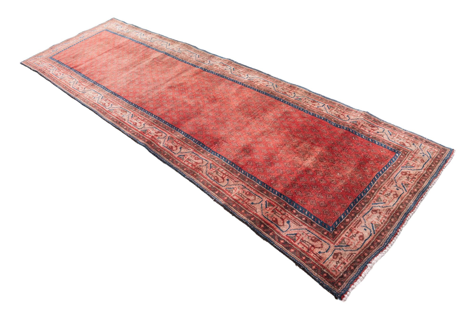 3' 2 x 10' 2 Hand Knotted Ultra Vintage Persian Wool Runner Rug